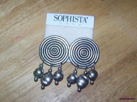 Silver Disc bead Earrings 1980&#39;s Sophista&#39; Katz pierced - $9.99