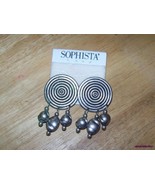 Silver Disc bead Earrings 1980&#39;s Sophista&#39; Katz pierced - £7.81 GBP
