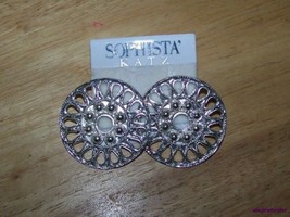 Silver Discs Earrings 1980&#39;s Sophista&#39; Katz pierced - £7.85 GBP