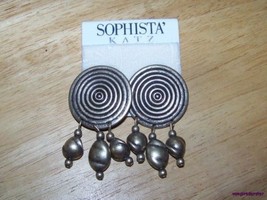 Gold Disc bead Earrings 1980&#39;s Sophista&#39; Katz pierced - £7.86 GBP