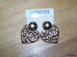 1980&#39;s Sophista&#39; Katz pierced Heart bow flower earrings - £7.82 GBP