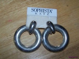 Silver Circles Earrings 1980&#39;s Sophista&#39; Katz pierced - £7.81 GBP