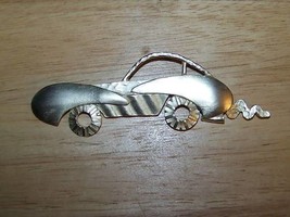 Sports car Metal gold tone exhaust brooch 1980&#39;s - $19.99