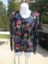 Nwot Talbots Black Floral Print Sweater Pl - £19.33 GBP