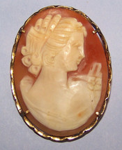 Italian Carved Shell Cameo Brooch pin pendant 925 - £119.08 GBP