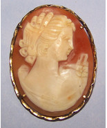 Italian Carved Shell Cameo Brooch pin pendant 925 - £116.49 GBP