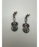 Vintage Sterling Silver Southwestern Tribal Leaf Heart Dangle Earrings 1... - £25.70 GBP