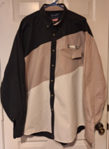 Wrangler Western Button Up Shirt Men&#39;s Size 2XT Embroidered Black Brown Aztec - £14.73 GBP