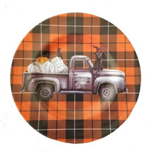 Pumpkin Farm Truck Halloween Lunch App Plates Set of 4 Melamine Black Ca... - £26.88 GBP