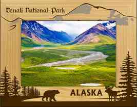 Denali National Park with Bear Laser Engraved Wood Picture Frame (5 x 7) - £24.63 GBP
