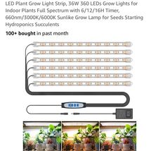 6 Bars Grow Light Strip, 36W 360 LEDs Grow Lights for Indoor 6 Bars-1 Pack - $29.58
