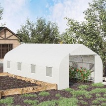 19.5 Ft x 9.8 Ft Outdoor Greenhouse w/ White PE Cover and Heavy Duty Steel Frame - $6,165.71 MXN