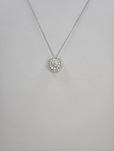 Double Halo Cubic Zirconia Pendant and Chain, Sterling Silver - £19.92 GBP