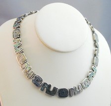 Early Los Castillo Mosaico Azteca Sterling Inlaid Abalone Necklace Gorgeous - £338.72 GBP