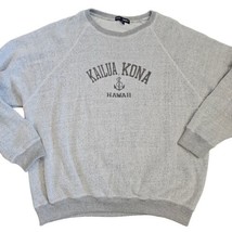 Vintage Y2K XXL Kailua Kona Crewneck Sweatshirt Brushed Cotton Gray Hawaii - $38.53