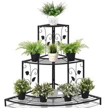 3 Tier Floral Corner Metal Plant Pot Rack - Color: Black - $2,208.20 MXN