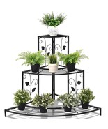3 Tier Floral Corner Metal Plant Pot Rack - Color: Black - $160.33 CAD