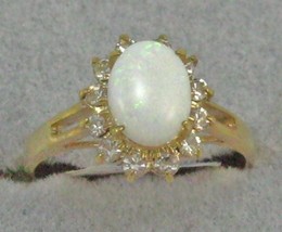 Vintage 14K Gp. Gems Opal Crystal Cocktail Ring Sz 5-9 - £19.39 GBP