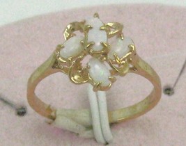 VINTAGE antique style heavy14K GP.5 green red flamOPALS woman COCKTAIL Ring sz 5 - £17.63 GBP