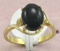 Vintage 14K Gp.Gemstone Black Onyx Cocktail Ring Sz 5-7 - £13.97 GBP