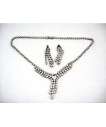 VINTAGE SPARKLE CRYSTAL RHINESTONE SILVER PLATED NECKLACE CHOKER EARRING... - £13.56 GBP