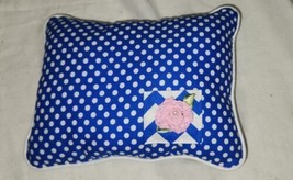 Childs Tooth Fairy Works 9x7 Blue White Polka Dot Pink Rose Pocket Pillo... - £11.79 GBP
