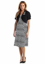 New Robbie Bee Black White Polka Dots Jacket Dress Size Pl Petite - £31.40 GBP