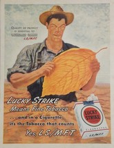 1946 Print Ad Lucky Strike Cigarettes Tobacco Farmer Holds Leaf Luckies - £15.53 GBP