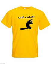 Mens T-Shirt Cute Cat Quote Got Cats?, Funny Kitty TShirt, Smiling Cat Shirt - £19.73 GBP