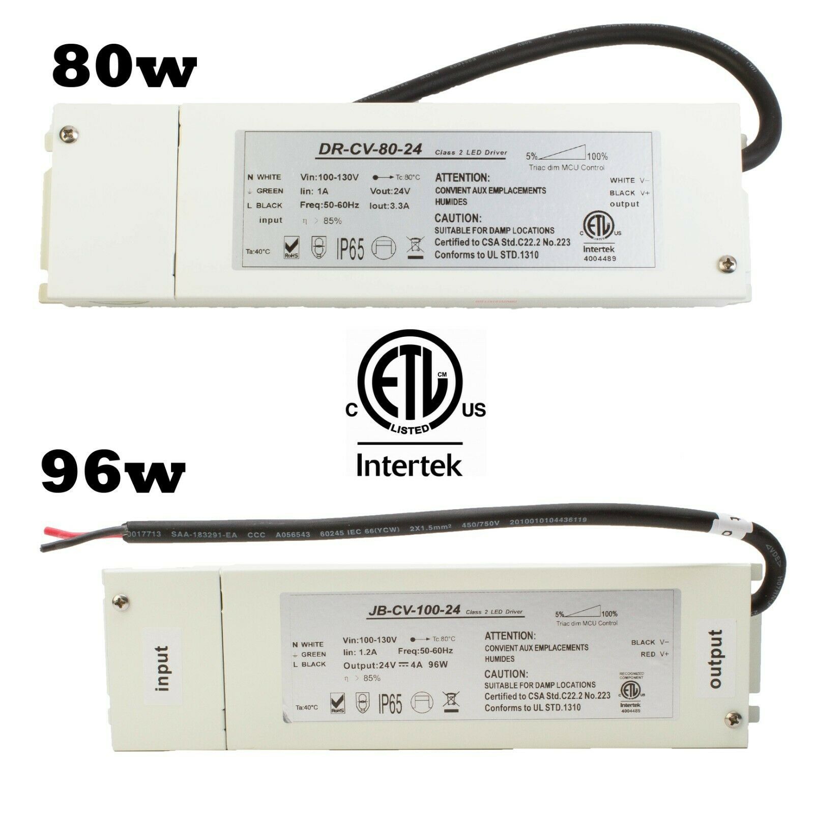 ETL 24v Dimmable Power supply for LED Strips 80w 96w Compatible Lutron Leviton