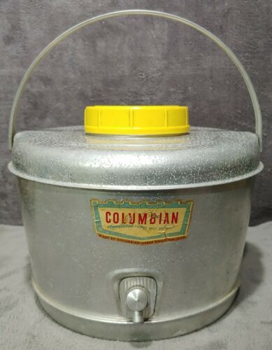 Primary image for Vintage 1950 Columbian 1-Gallon Jug Aluminum Skin Ceramic Liner Bakelite Lid USA