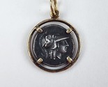 Old Roman Coin 14k Yellow Gold pendant -small dime size 17mm wide - $277.19