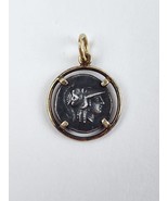 Old Roman Coin 14k Yellow Gold pendant -small dime size 17mm wide - £217.21 GBP
