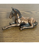 Copper Horse Figurine Miniature Small Colt Filly Laying Down 3 1/2” - $12.73