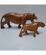 Pair Of Hand  Carved Vintage Wooden Spotted Cheetah/ Leopards African Ha... - $20.27