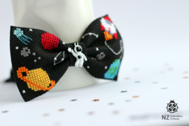 Planets Bow Tie, Cross Stitch Galaxy Pattern, Embroidery Stars Bow Tie, ... - $26.00