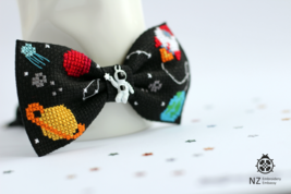 Planets Bow Tie, Cross Stitch Galaxy Pattern, Embroidery Stars Bow Tie, ... - £20.45 GBP