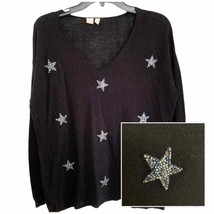 Anthropologie Moth Black Beaded Star Embellished Sweater - £33.34 GBP
