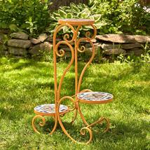 Zaer Ltd. Mosaic Tile Furniture (3 Pot Plant Stand, Santa Fe Light-Orange) - £78.62 GBP