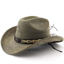 Wotfim Western Cowboy Hat Wide Brim Suede Band Beige - $25.33 CAD