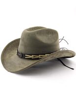Wotfim Western Cowboy Hat Wide Brim Suede Band Beige - $25.33 CAD
