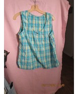 Women&#39;s Sleeveless Button Front Tank Top Green &amp; Blue &amp; Yellow Used - $10.92 CAD