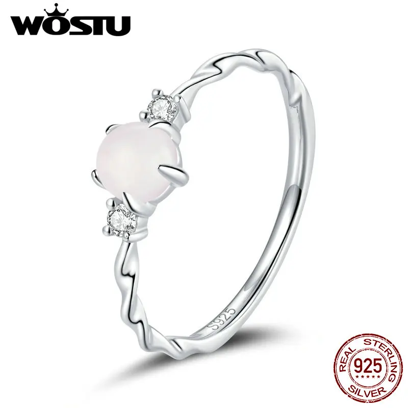 WOSTU 100% 925  Silver Rings Moonstone Rings For Women Wedding Trendy Fingers Or - $31.06