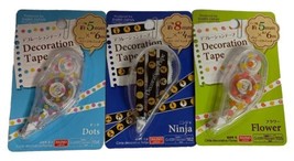 3X Daiso Japan Decoration Tape Flower Dots Ninja Assorted Sizes - £15.41 GBP