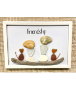 Handcrafted Beach Glass, Driftwood &amp; Seashell Framed 3D Art &quot;Friendship&quot;... - £18.00 GBP