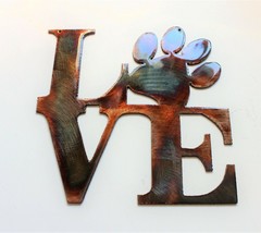Love Word w/ Paw (Boxed) - Metal Wall Art - Copper 12&quot; x 12&quot; - £25.04 GBP