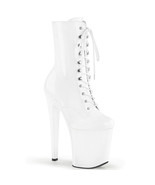 PLEASER Sexy Stripper Dancer White Extreme Platform 8&quot; High Heels Ankle ... - $88.21 CAD