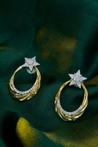 1 Ct Round D/VVS1 Diamond Stud Dangle Earrings 14K White Gold Over Screw Back - £68.85 GBP