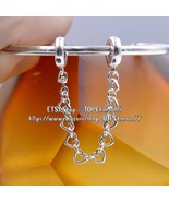 2022 Autumn Release 925 Sterling Silver Linked Hearts Safety Chain Charm  - £14.63 GBP