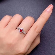 Natural Ruby Ring, 925 Sterling Silver, Simple and Exquisite Style,Recommended B - £39.56 GBP
